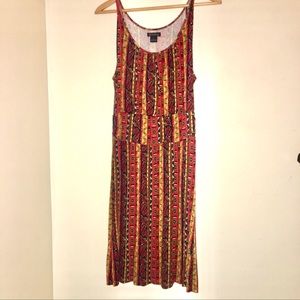 Lucky Brand Red Western Print Midi Dress Large
